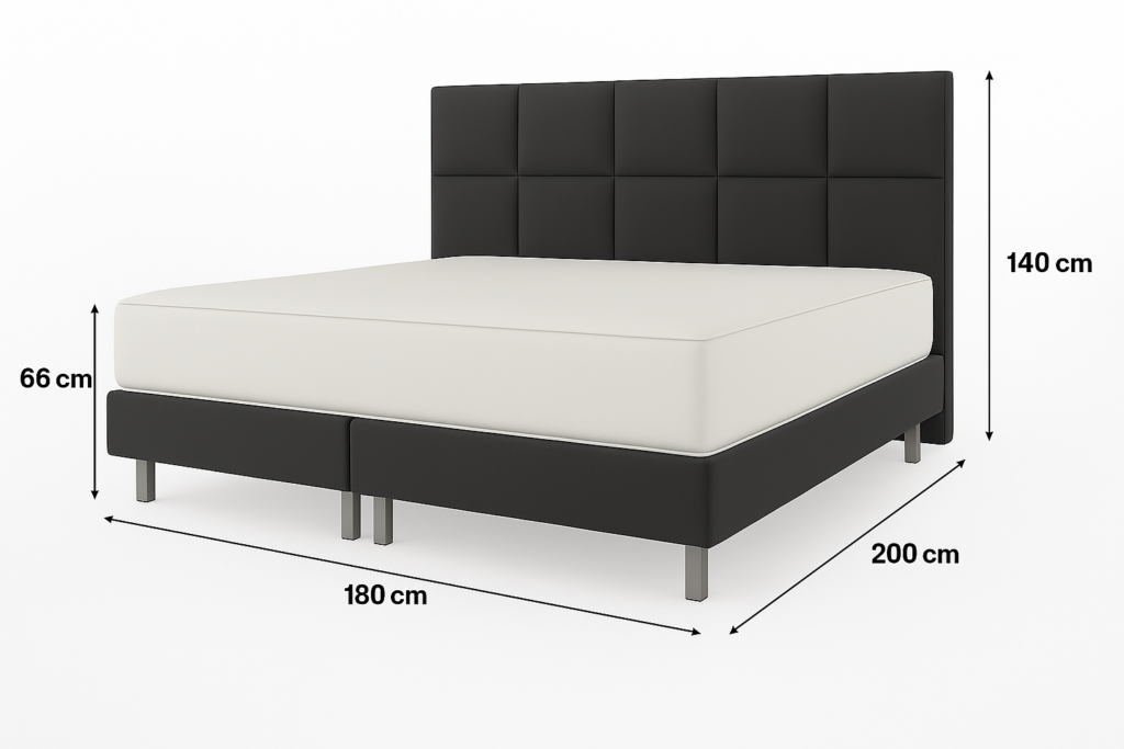 Nosnost postele a matrace – kontinentální postel MAGNUM Anthracite 180 × 200 cm s děleným springboxem a výškou lůžka 66 cm